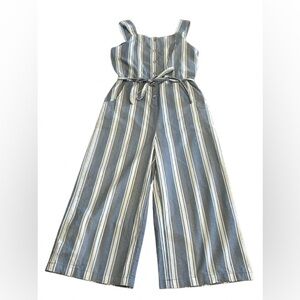Bebe Girls Blue and White Striped Jumpsuit Romper Size Extra Large 16
